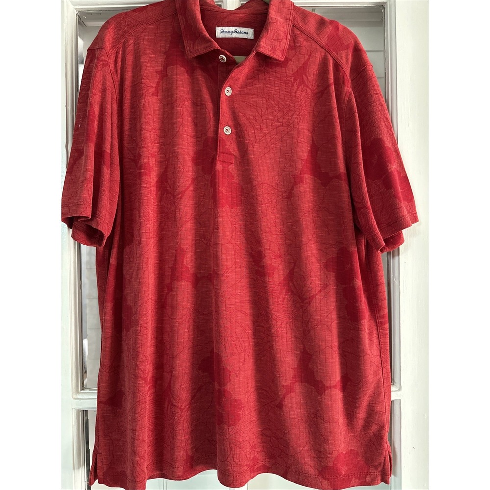Tommy Bahama Shirt Mens XL Stretch Tencel Performance Coral Red Resortware